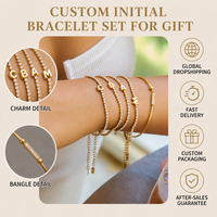 Bracelet à breloques lettre initiale en acier inoxydable plaqué or avec zircone cubique, étanche et hypoallergénique pour femme