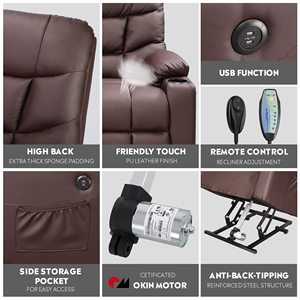 <span class=keywords><strong>Sillón</strong></span> Moderno MH Furniture <span class=keywords><strong>para</strong></span> Sala de Estar, Sillones Reclinables Eléctricos de PU <span class=keywords><strong>para</strong></span> Personas Mayores - Product Image 5