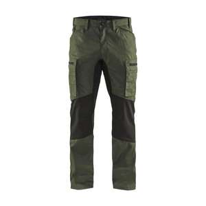 BLAKLADER - 145918454699C48 Pantalones de servicio con elástico Verde militar/Negro-EAN 7330509497883 PANTALONES DE TRABAJO DE CARGA - Product Image 1