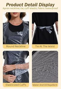 Tabliers jetables imperméables avec manchons de protection, tabliers de protection en plastique idéaux pour la peinture, la cuisine et les travaux ménagers quotidiens - Product Image 6