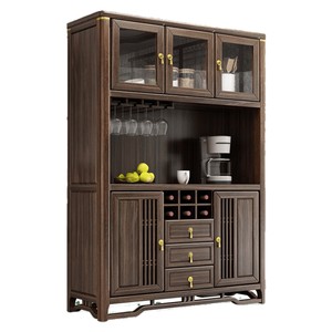 New Chinese Style Ebony Wood <b>Sideboard</b> Wine Cabinet Integrated All Solid Wood Large Capacity Glass Door <b>Storage</b> Living Room - Product Image 4