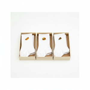 Lot de 3 chaussettes respirantes brodées à motif Fast Food, colorées, pour usage quotidien - Product Image 2