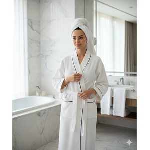 Albornoz de hotel 100% algodón, conjunto de albornoz de rizo suave, cómodo, absorbente, de lujo, para hombres, mujeres, adultos, hogar, hotel - Product Image 1