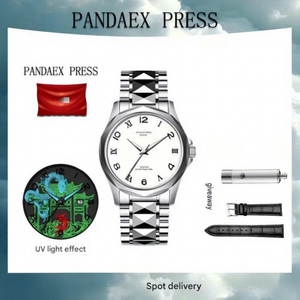 นาฬิกาควอตซ์ PANDAEX PRESS P7796 หน้าปัดคริสตัลแซ<span class=keywords><strong>ฟ</strong></span>ไฟร์ 41 มม. ดีไซน์หรูหรา ลายปลา<span class=keywords><strong>คา</strong></span><span class=keywords><strong>ร์</strong></span>พกระโดดข้ามประตูมังกร  ระบบกันน้ำ 3ATM ตัวเรือนสแตนเลสสตีล - Product Image 2