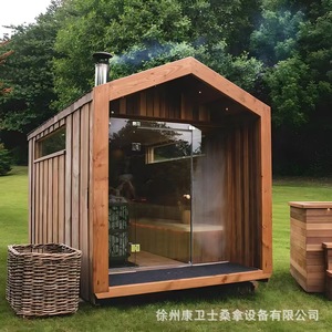 Sauna Exterior de Madera de Cedro Rojo Impermeable con Puerta de Vidrio para Uso Familiar y en Hoteles - Product Image 5