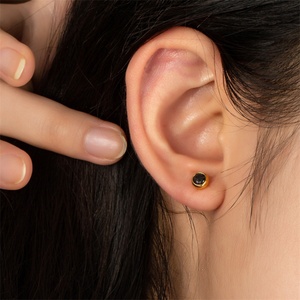 Fashion Women Accessories Jewelry 18k Gold Plated <b>Earrings</b> <b>Black</b> Zircon <b>Stud</b> <b>Earrings</b> - Product Image 2