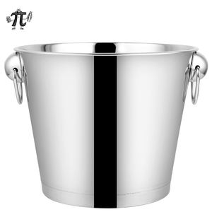 Cubo de <span class=keywords><strong>hielo</strong></span> de acero inoxidable personalizado con mango juego de barra duradera y para enfriador de champán para el hogar Bar Cubo de champán - Product Image 1