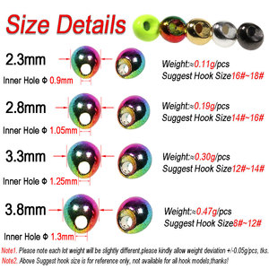 Lot de perles en tungstène <span class=keywords><strong>pour</strong></span> <span class=keywords><strong>la</strong></span> pêche, matériel de fixation à <span class=keywords><strong>la</strong></span> mouche, en forme de goutte d'eau, 1 jeu de 2.3 ~ 3.8mm - Product Image 2