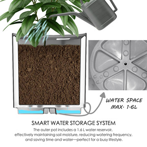 Vaso Fioriera Rotondo Moderno in <span class=keywords><strong>Plastica</strong></span> di Alta Qualità per Interni/Esterni, Durevole e Impermeabile per Soggiorno, Centro Commerciale, Cucina, Casa, Ufficio - Product Image 2