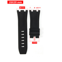Ersatz für Silikonarmband: Gekerbtes Gummi-Dornschließen-Uhrenarmband mit Narbenleder-Optik, 27mm