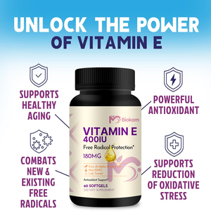 Biokom <span class=keywords><strong>OEM</strong></span> ODM grosir nutrisi Vitamin E kapsul Softgel dengan Gelatin, minyak zaitun & gliserin untuk Pemutih Kulit & rambut - Product Image 5