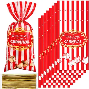 Sacchetti di caramelle di carnevale sacchetti di plastica da circo sacchetti con motivo a Popcorn per feste di carnevale per la decorazione della festa