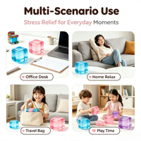 Jouet sensoriel anti-stress en TPR souple en forme de cube de glace super solide, cube à presser, impression numérique, moulage, pour tous les âges, unisexe