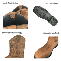Bottes de sécurité à bout carré, brodées, avec construction Goodyear Welt, 10 pouces, en cuir de vachette Crazy-Horse, style Cowboy Western, personnalisables, de marque