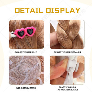 Perruque pour oie de compagnie, grande coiffure afro à longues tresses, costume amusant, en fibre haute température, style Instagram, pour fête, transfrontalier - Product Image 4