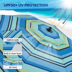 Fabricant Portable Grand Pare-Soleil Crochet Inclinable Bande Verte Métal Extérieur Jardin <span class=keywords><strong>Parasol</strong></span> <span class=keywords><strong>Parasol</strong></span> Avec Table Sable Ancre - Product Image 4