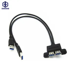 FARSINCE Câble de montage sur panneau double USB 3.0 A mâle vers double USB 3.0 A femelle