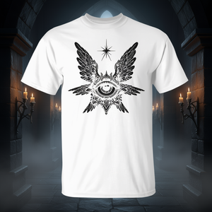 Camiseta gótica Angel Seraphim con diseño de ojo alado, ajuste unisex - Product Image 3