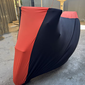 Housse de <span class=keywords><strong>moto</strong></span> en polyester et élasthanne à logo personnalisé, 2 couleurs, housse de <span class=keywords><strong>moto</strong></span> intérieure élastique avec doublure en polaire douce - Product Image 4