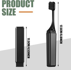 Brosse à dents de voyage miniature 2-en-1 jetable avec logo personnalisé, dentifrice intégré, poils souples, pour avion et hôtel - Product Image 2