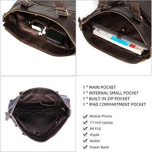 La mayoría de las bolsas de mensajero de cuero de vaca de capa de cabeza de moda para hombres, cuero resistente personalizado con logotipo, bolso de hombro impermeable para hombres - Product Image 4