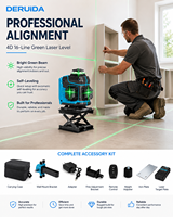 DERUIDA Niveau laser 360° à lignes croisées, auto-nivelant, faisceau vert, rotatif pour intérieur, autres outils