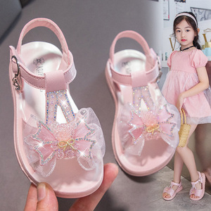 Sandalias de Princesa con Lazo para Niñas, Zapatos de Vestir para Fiestas y Bodas, Sandalias Planas Infantiles con Brillantina, Zapatos de Princesa - Product Image 2