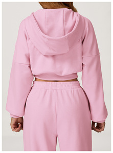 Felpe con Cappuccio da <span class=keywords><strong>Donna</strong></span> in Cotone con Logo Personalizzato Ricamato o Stampato, Pullover con <span class=keywords><strong>Maniche</strong></span> Lunghe e Taglio Corto - Product Image 4