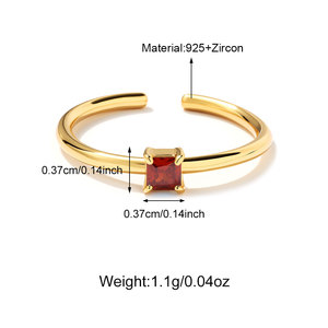 Anillo de Piedras de Nacimiento de Circonita Cúbica de 12 Meses, Baño PVD de Oro Vermeil de 18K, Bandas Más Finas, Anillos de Plata Esterlina 925 para Regalo de Cumpleaños - Product Image 4