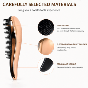 Brosse démêlante personnalisée avec logo OEM, poils en TPEE, électroplaquée, impression par transfert d'eau, brosse à cheveux à marque privée, vente en gros - Product Image 3