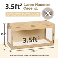 Cage en bois pour hamster, grand enclos pour hamsters avec fenêtre en acrylique et dessus ouvrable, cage pour petits animaux pour cochon d'Inde