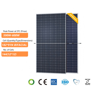 Panneaux solaires photovoltaïques haute performance 590W 595W 600W, efficacité Topcon, module monocristallin bifacial POW-590W-NHD/POW-595W- - Product Image 1