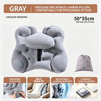 Bantal Penyangga Pinggang Tiup Portabel untuk Perjalanan, Bantal Lumbar dengan Pompa Tekan Terintegrasi untuk Penerbangan Jarak Jauh, Perlengkapan Perjalanan Esensial