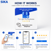 Autocollant de carte de visite NFC personnalisé SIKA avec avis positifs Google, adhésif 3MM, étanche, puce NTAG213 pour usage hôtelier