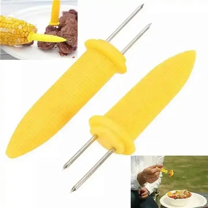 RTS Hot Selling Stainless Steel Corn Roast Needle Barbecue Accessories Outdoor Camping Barbecue Fruit Fork