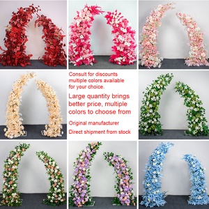 פרח חתונה לבן קשת-פרח קישוטי מתכת עגולים עם פרחים מלאכותיים לחתונה ובחזרה לבית הספר - Product Image 2