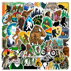Nouvelles 50 autocollants de <span class=keywords><strong>dessin</strong></span> <span class=keywords><strong>animé</strong></span> sur le thème des aventures en plein air : Wildman, Sauvage, <span class=keywords><strong>Yeti</strong></span>, Sasquatch - Product Image 1