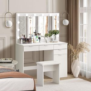 Modern makyaj vanity masası soyunma masa seti dresser aynalı masalar beyaz soyunma masa tasarımları yatak odası - Product Image 2