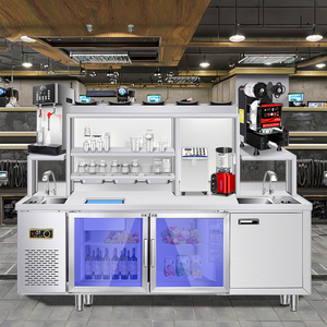 Mostrador de <span class=keywords><strong>Bar</strong></span> eléctrico comercial de acero inoxidable para restaurante de Hotel para refrigeración de mesa de trabajo de agua de té de burbujas de té de leche - Product Image 6