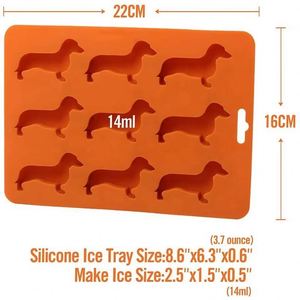 Flexible Food Grade 9-Cavity <b>Silicone</b> Dog Shaped Ice Tray Heat-Resistant Easy Demoulding Super Soft Dachshund Ice Cream <b>Tool</b> - Product Image 2