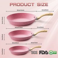 Ensemble de poêles à frire en marbre rose écologique, 3 pièces, forgées, pour la cuisine à domicile, cadeau pour femme