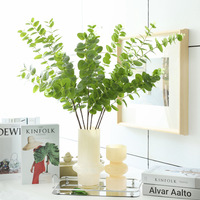 Vente en gros usine – Plante artificielle à 3 branches en eucalyptus, toucher réel, pour décoration intérieure, mariage moderne, Pâques, Thanksgiving