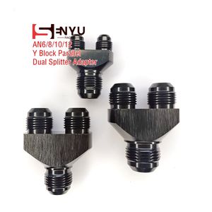 AN6/8/10/12 macho paralelo Dual <span class=keywords><strong>AN</strong></span> Y bloque manguera de combustible extremo divisor adaptador conector aluminio negro - Product Image 1