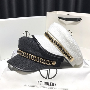 หมวกแก๊ปแบบสแนปแบ็คสำหรับผู้หญิง ผ้าฝ้ายลินินระบายอากาศดี ตกแต่งด้วยโซ่  ใช้ได้ทุกฤดู สไตล์แฟชั่นเกาหลี - Product Image 1