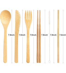 Juego de cubiertos de viaje de bambú de alta calidad Juego de cubiertos ecológicos con estuche de lona - Product Image 3