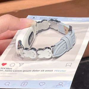 <span class=keywords><strong>Bracelet</strong></span> de montre en métal et cuir motif lapin mignon compatible avec Xiaomi Band 10 9 8 Pro Redmi <span class=keywords><strong>Watch</strong></span> 5 6, style bijou pour femme - Product Image 6