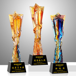 Trofeo de cristal con forma de estrella de cinco puntas, grabado con láser, hecho a medida para reuniones anuales, premios a empleados destacados, regalo empresarial - Product Image 3