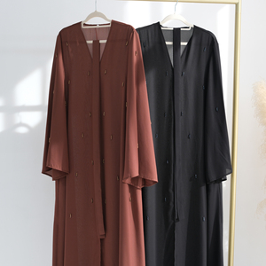 Alta calidad gasa hecha a mano con cuentas abierto Abaya adorno Dubai Abaya lujo EID islámico musulmán mujeres vestido modesto Abaya - Product Image 1