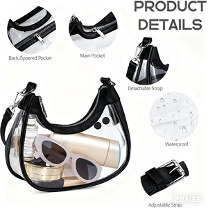 Borsa trasparente trasparente Best-Seller transfrontaliera borsa trasparente con ascella in PVC borsa a tracolla portatile impermeabile per eventi da stadio - Product Image 4