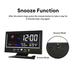 <b>Digital</b> Alarm <b>Clock</b> Multifunction Weather Station Time Temperature Humidity Display <b>Clock</b> with Sound Control for Indoor Outdoor - Product Image 4